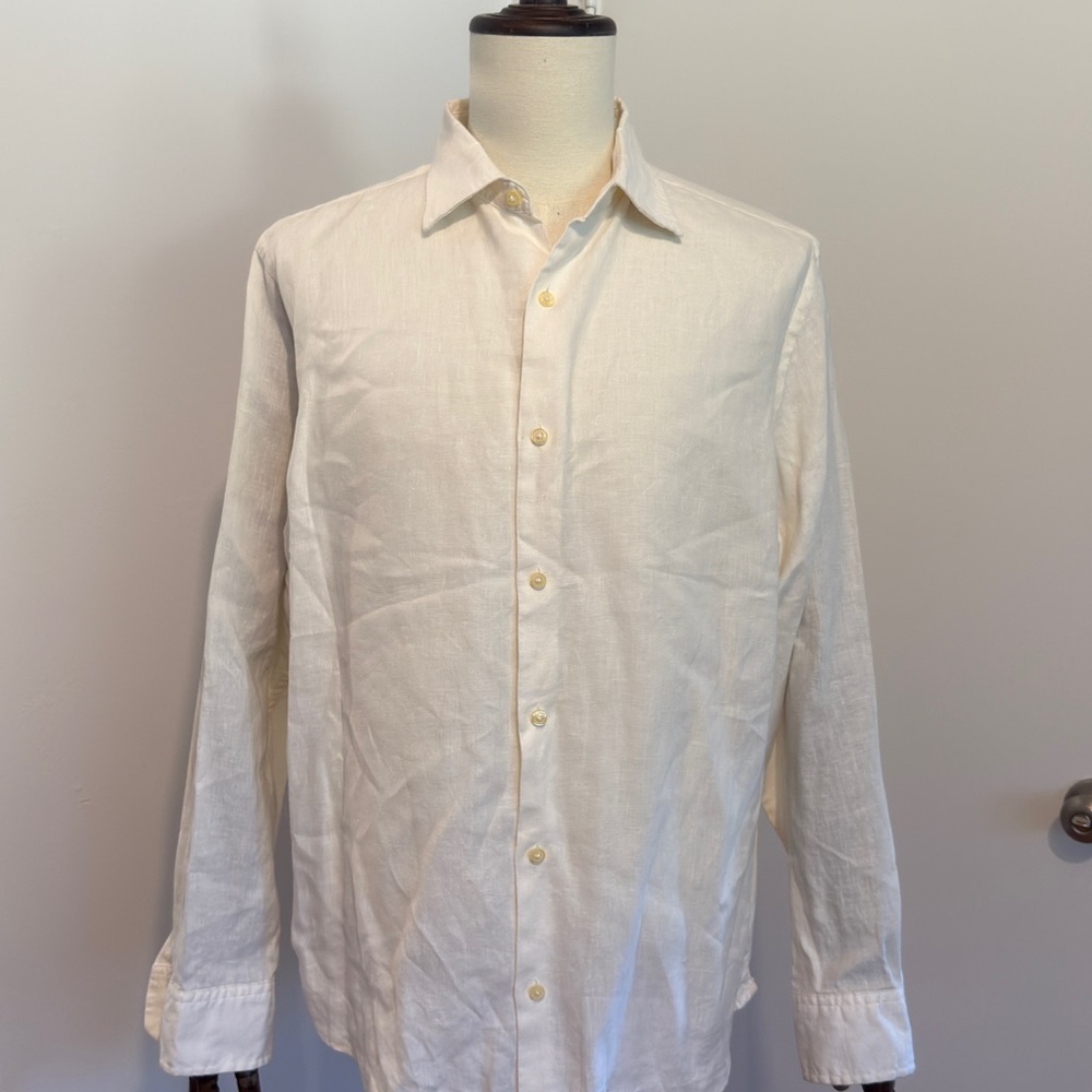 Banana Republic Men's White Linen Shirt Size L